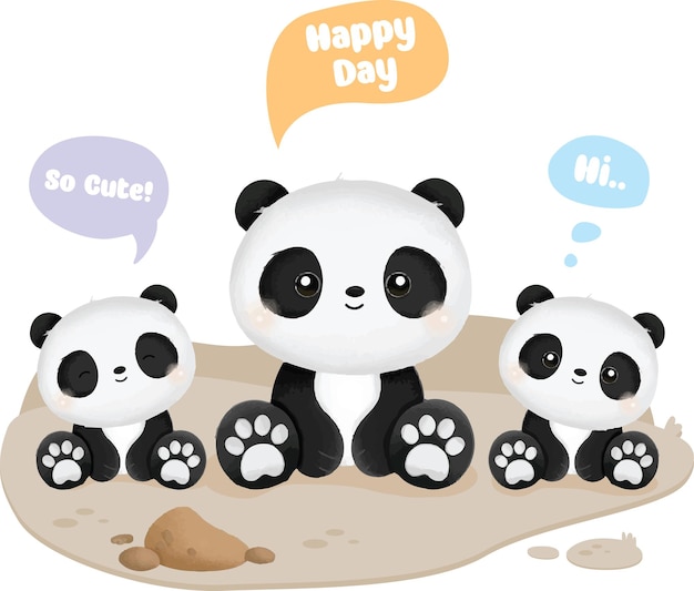 Vector happy mother day panda vector