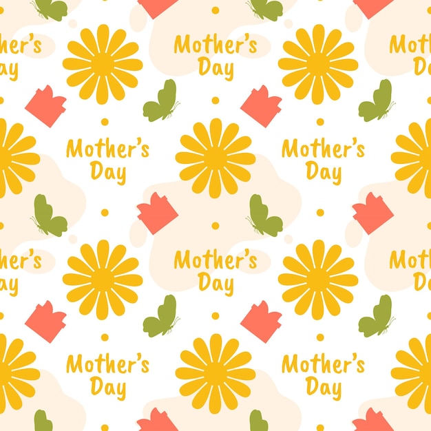 Happy Mother Day Seamless Pattern Design in Element Decoration Template Hand Drawn Illustration