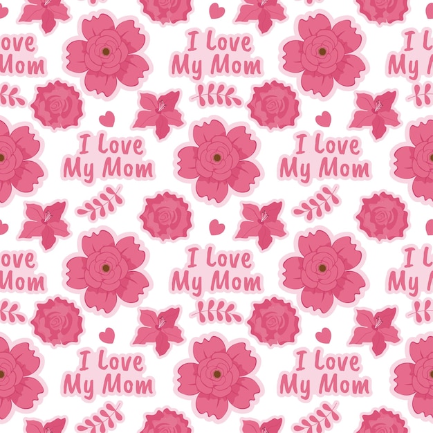 Happy Mother Day Seamless Pattern Design in Element Decoration Template Hand Drawn Illustration
