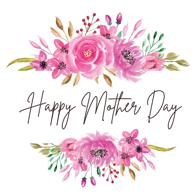 Happy mother day watercolor flower pink