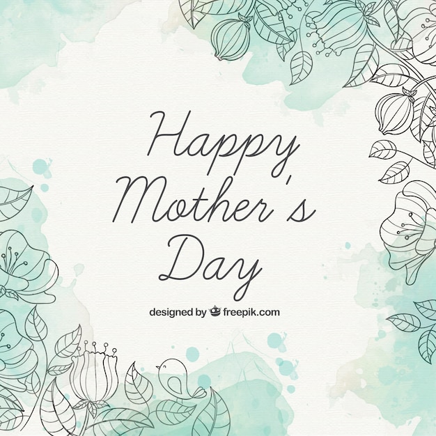 Happy mother's day achtergrond met aquarel vlekken