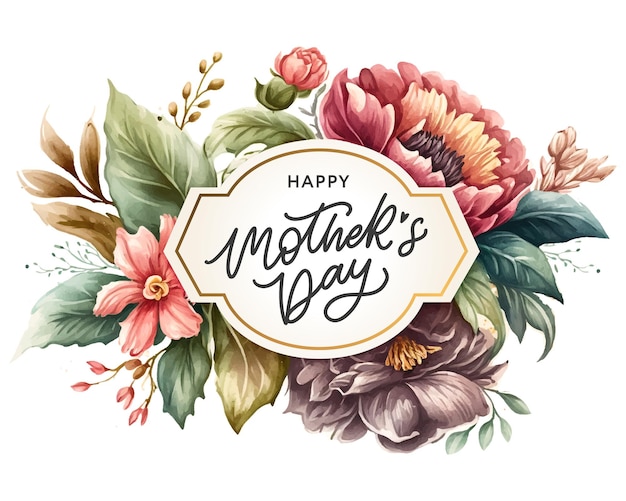 Happy Mother's Day aquarel frame met vintage bloemen voor de vakantie Wallpaper uitnodiging posters brochure voucher kortingsmenu