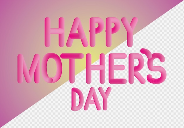 Happy Mother's Day-belettering voor advertenties op posters of sociale media. 3D-ontwerpelement. Geïsoleerde achtergrond