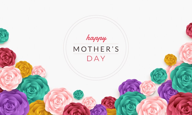 Happy mother's day card layout design with roses