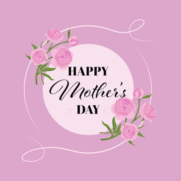 Happy Mother's Day Card met pioenrozen en tekst Vector