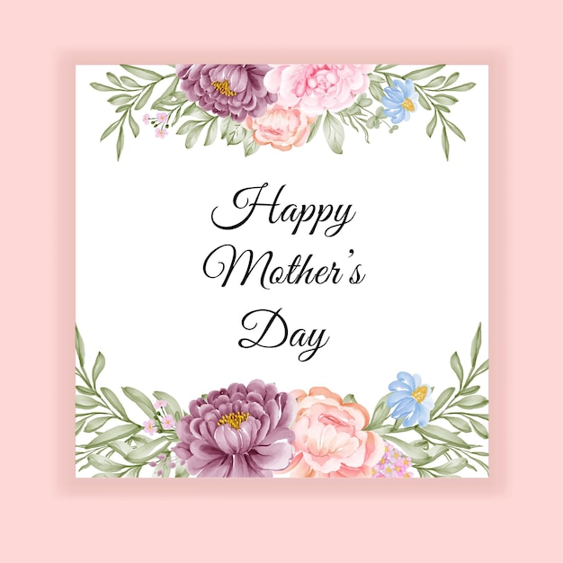 Vector happy mother's day card with beautiful watercolor flower