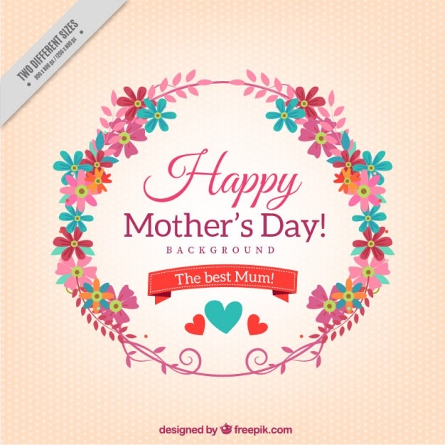 Happy mother's day card with a floral wreath
