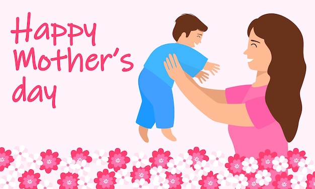 A happy mother's day card with a mother holding a baby.