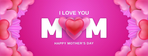 Happy mother's day celebration social media banner concept i love you mom 8 may template