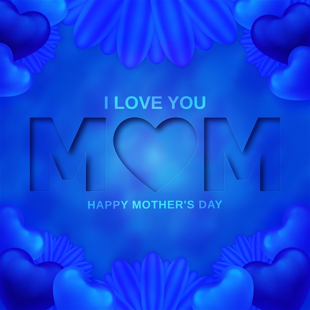 Happy Mother's Day Celebration Social Media Concept Ik hou van je moeder Banner Instagram Post-sjabloon