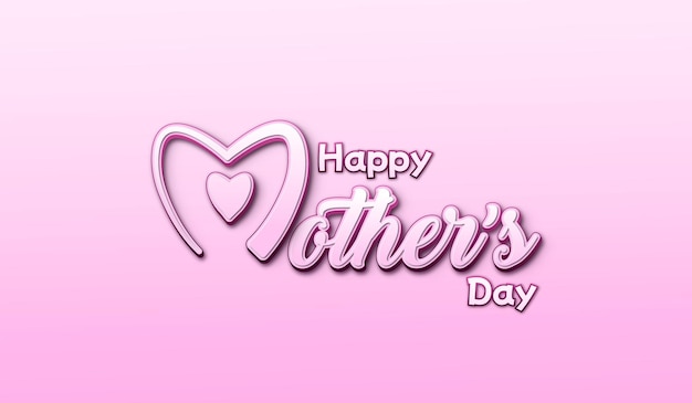 Happy mother's day greeting background design with 3d heart shape