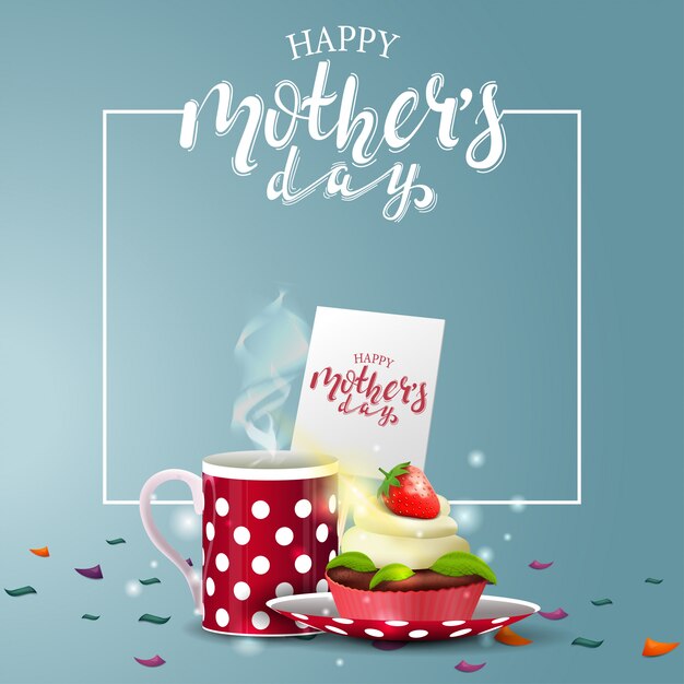 Happy mother's day greeting blue card