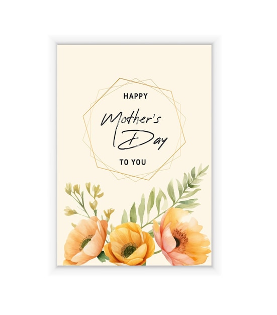 Vector happy mother's day greeting card template with yellow poppies elegant realistic mother's day