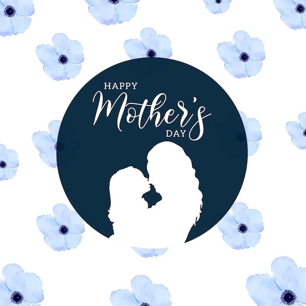 Happy Mother's Day Greetings Blue White Background Social Media Design Banner Free Vector