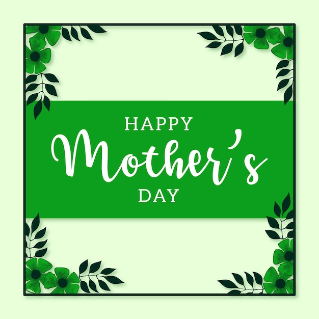 Happy Mother's Day Greetings Green Background Social Media Design Banner Free Vector