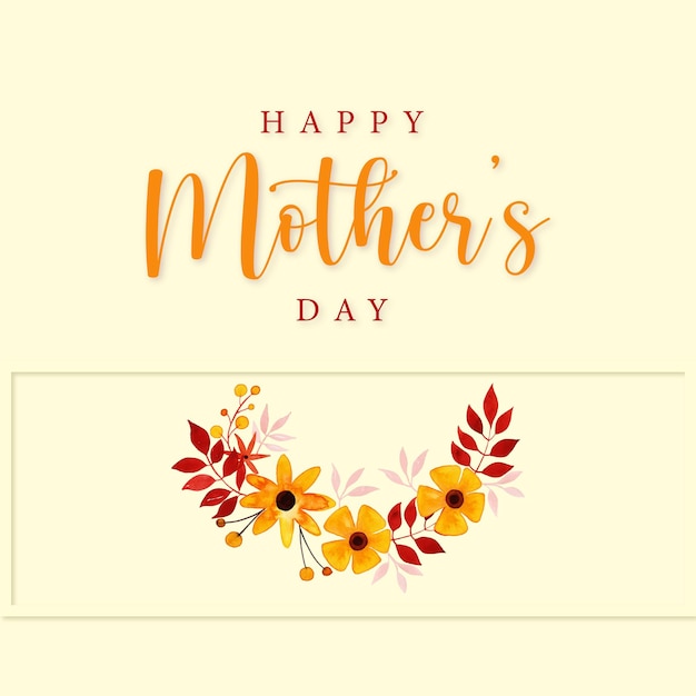 Happy Mother's Day Greetings Light Beige Orange Background Social Media Design Banner Free Vector