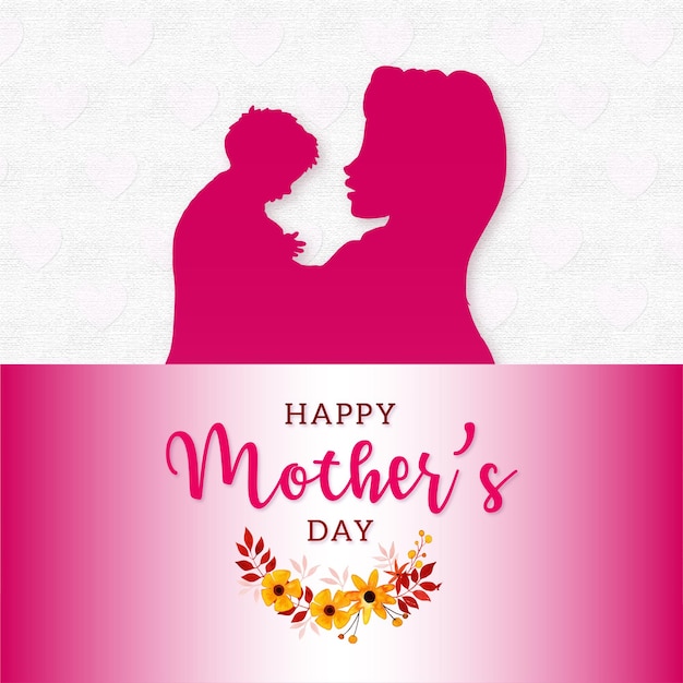 Happy Mother's Day Greetings Light Grey Pink Background Social Media Design Banner Free Vector