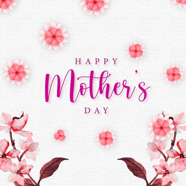 Happy Mother's Day Greetings Light Grey Pink Background Social Media Design Banner Free Vector