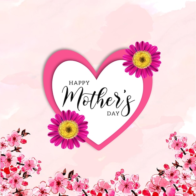 Happy mother's day greetings pink background social media design banner free vector