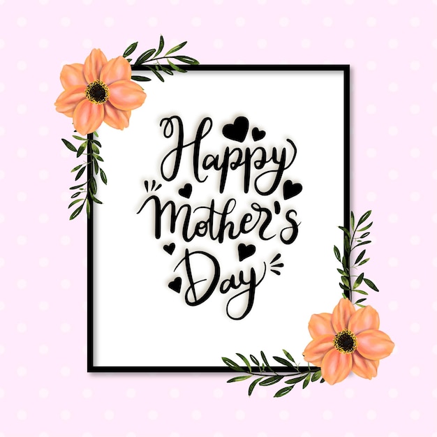 Happy Mother's Day Greetings Pink Black Background Social Media Design Banner Free Vector