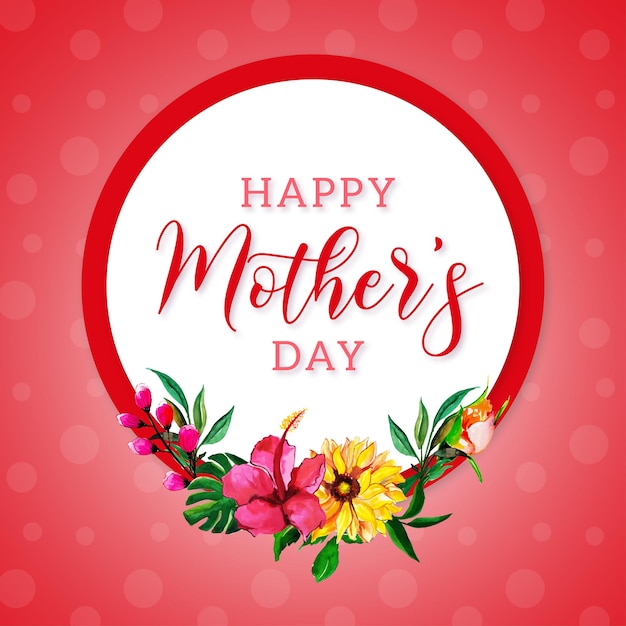 幸せな母の日の挨拶ピンク赤の背景ソーシャルメディアデザインバナー無料ベクトル