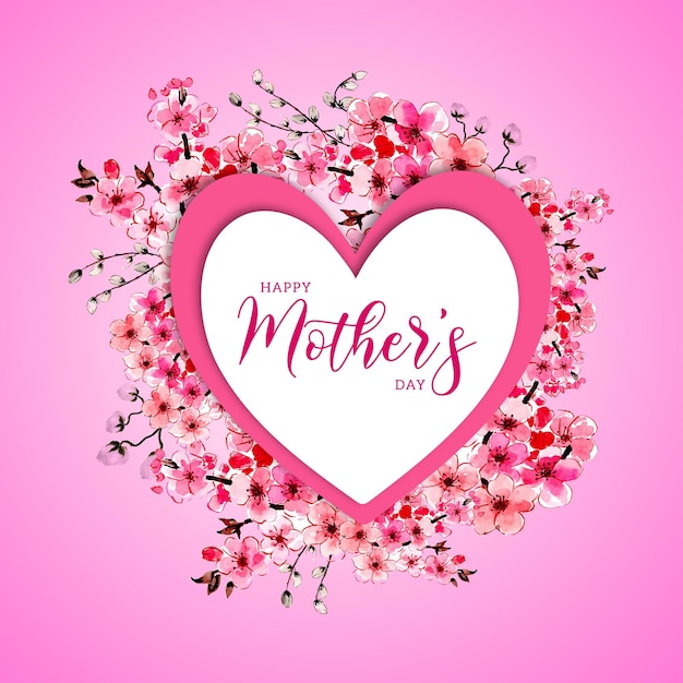 幸せな母の日の挨拶ピンクホワイト背景ソーシャルメディアデザインバナー無料ベクトル