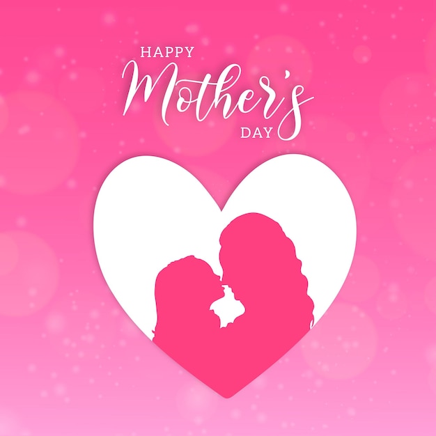 Happy Mother's Day Greetings Pink White Background Social Media Design Banner Free Vector