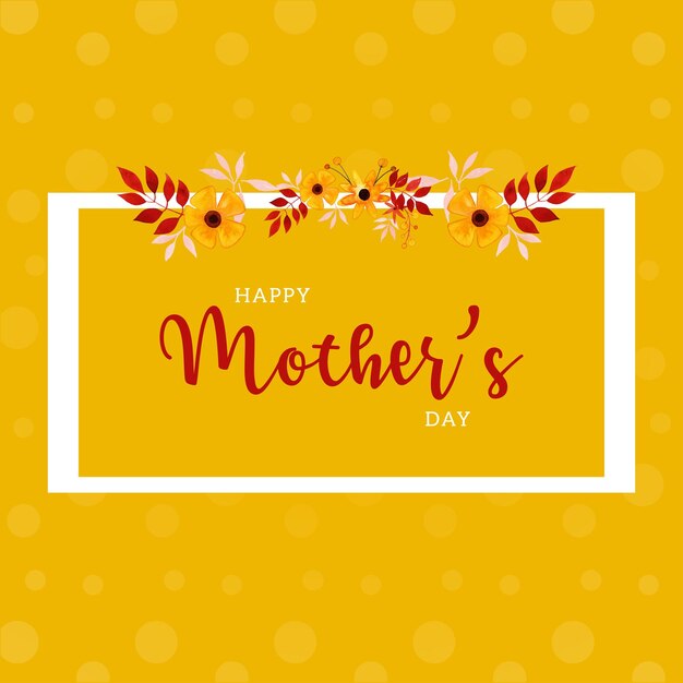 Happy mother's day greetings yellow background social media design banner free vector