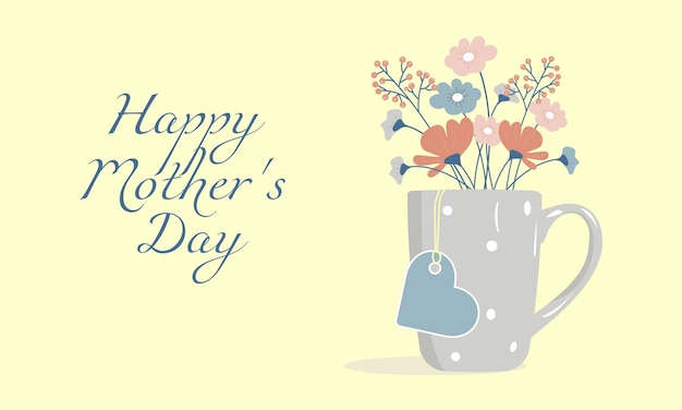 Happy Mother's Day Holiday cup mug with flowers and heart