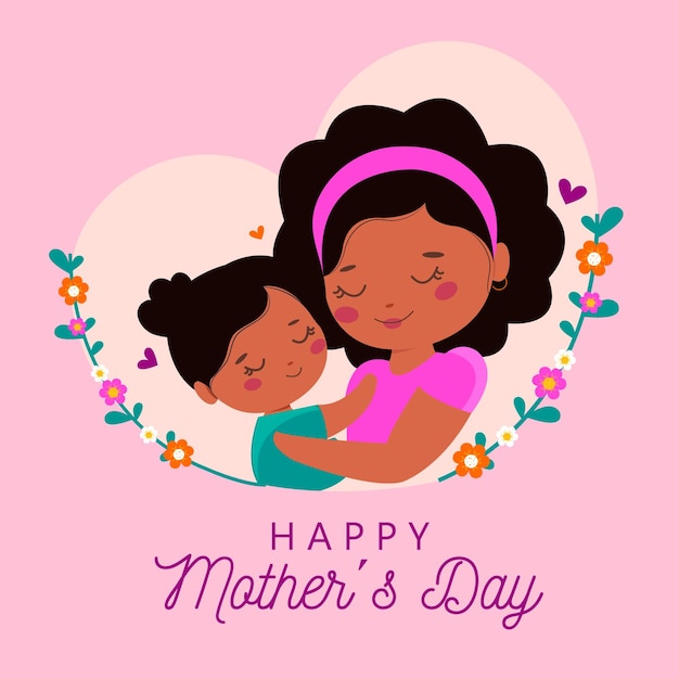 Happy mother's day illustration with flowers premium vector