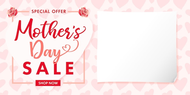 Vector happy mother's day invitation template empty blank design calligraphic elements cute background