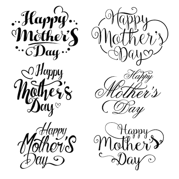Vector happy mother's day lettering collection set