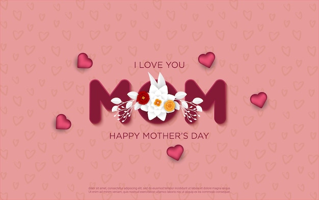 happy mother's day letters with realistic floral