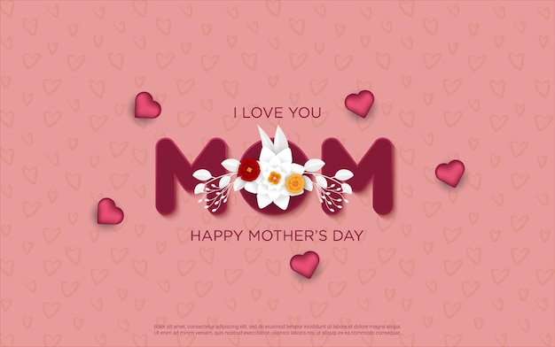 Happy mother's day letters with realistic floral