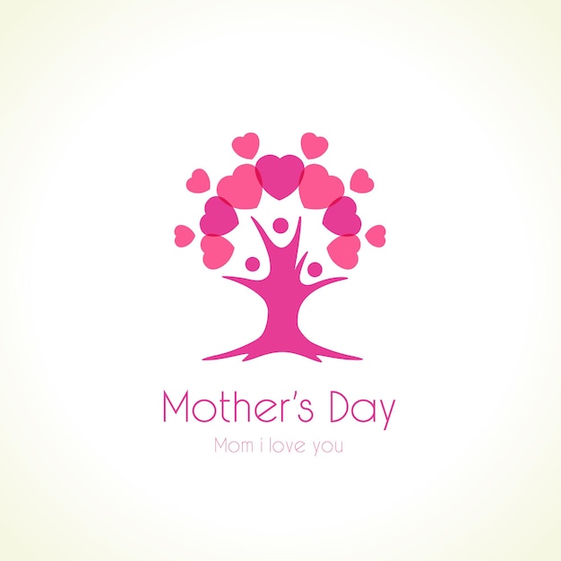 幸せな母の日のロゴ家族ビジネス アイコン コンセプト母の日の挨拶のベクトル要素