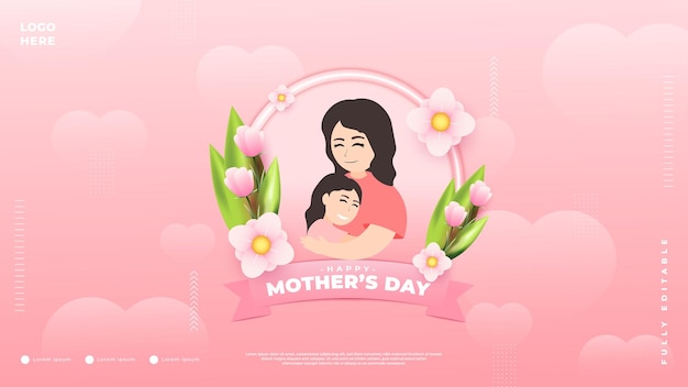 Happy Mother's Day-ontwerp geschikt voor wenskaarten, verkooppromoties, vouchers, banners en andere