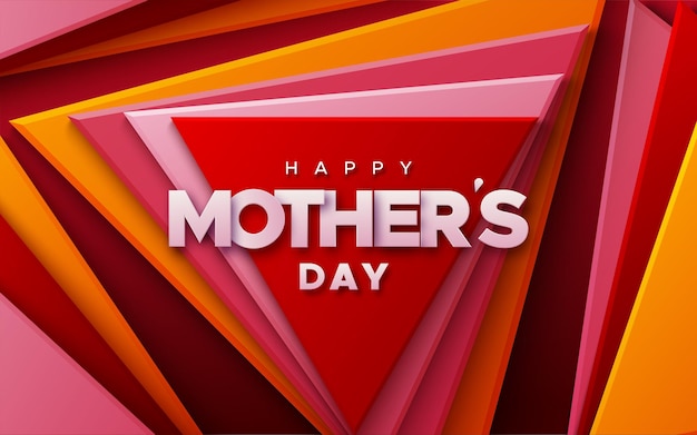 Happy mother's day sign on multicolored triangle shapes abstract background