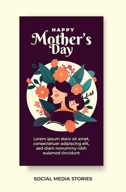 Happy mother's day social media stories design template