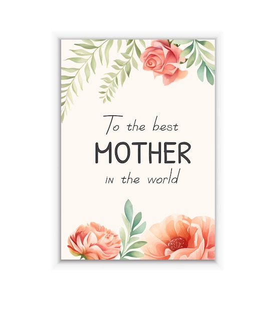 Vector happy mother's day vector congratulation card with pink watercolor butterflies typographical