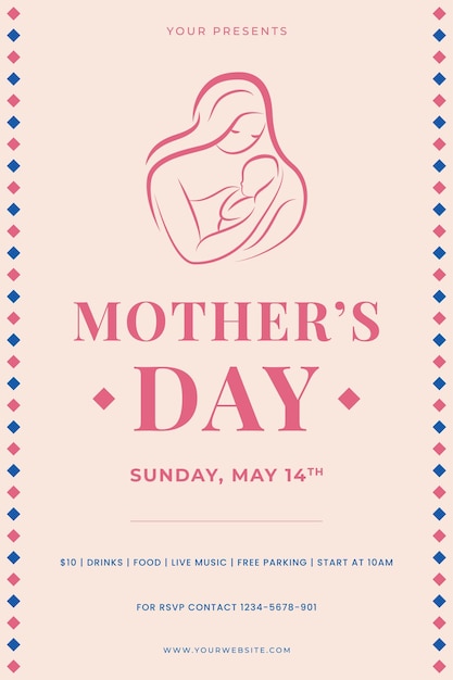 Happy mother's day vector greeting card style banner social media template flyer