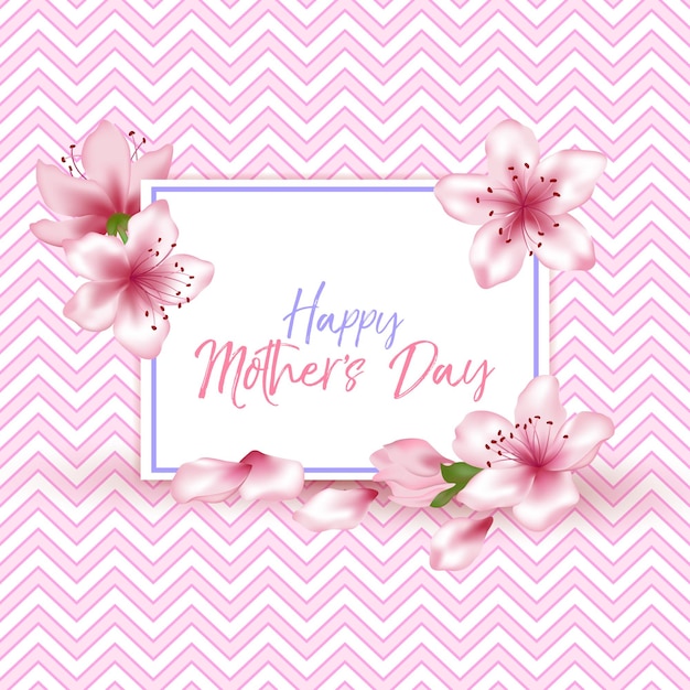 Happy Mother's Day vector kaart Japanse kersenbloesem roze sakura bloemen frame