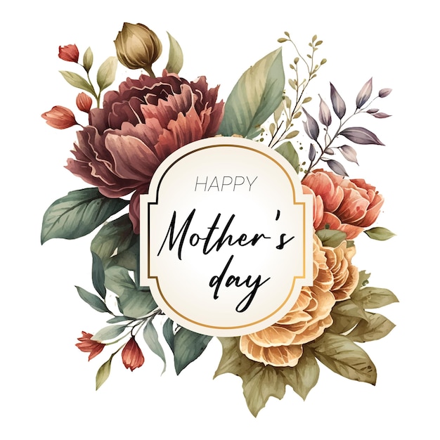 Happy mother's day watercolor frame with vintage flowers for the holiday wallpaper invitation posters brochure voucher discount menu