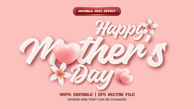 Happy mother's day white embossed 3d editable text effect style