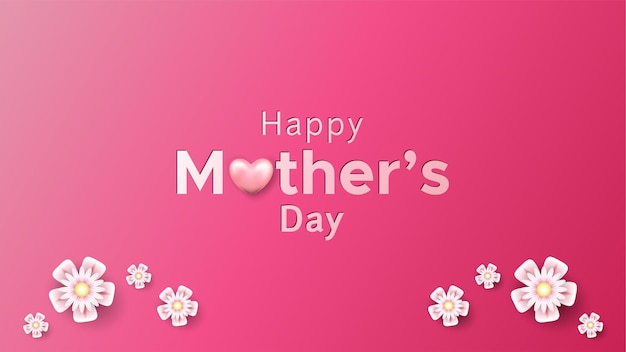 Happy mother's day with hearth shape and flowers