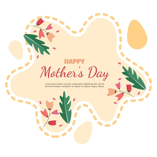 Happy Mother39s Day Flower Floral Card Flat Illustration