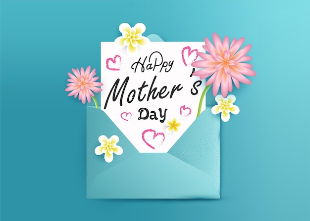 Premium Vector | Happy mothers day 3d greeting card in envelope wishes for mom beautiful floral poster banner design Premium Vector | Happy mothers day 3d greeting card in envelope wishes for mom beautiful floral poster banner design