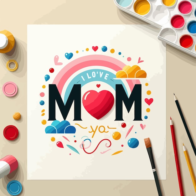 Vettore image di sfondo di happy mothers day con il concetto di parola di mother's day con la mamma e il bambino