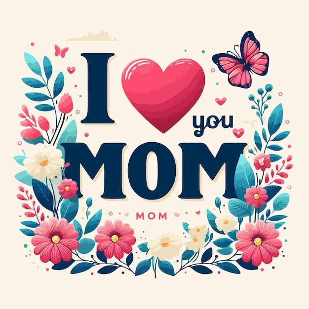 Vettore happy mothers day background image with mothers day word concept with mom and child