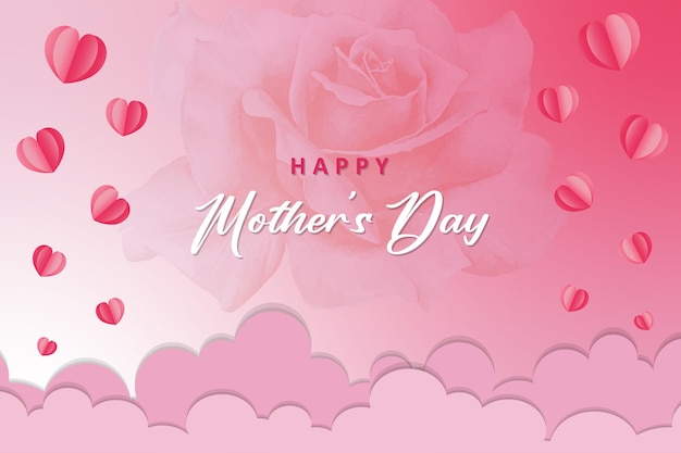 Happy Mothers Day background with flowers and heartsmodern watercolor background illustration