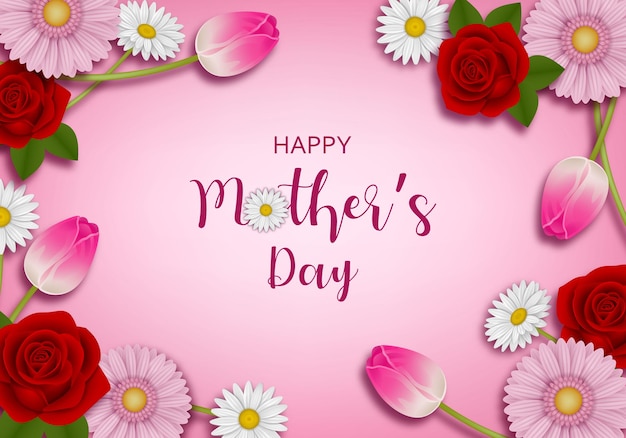 Happy mothers day background with flowers